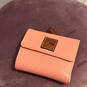 Dooney & Bourke Coral Pink Pebbled Leather Compact Wallet